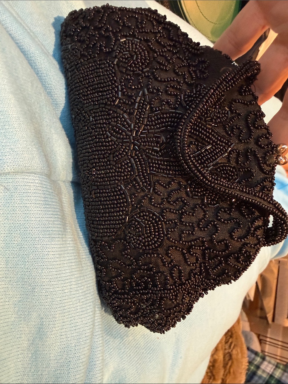 Mini vintage beaded black handbag
